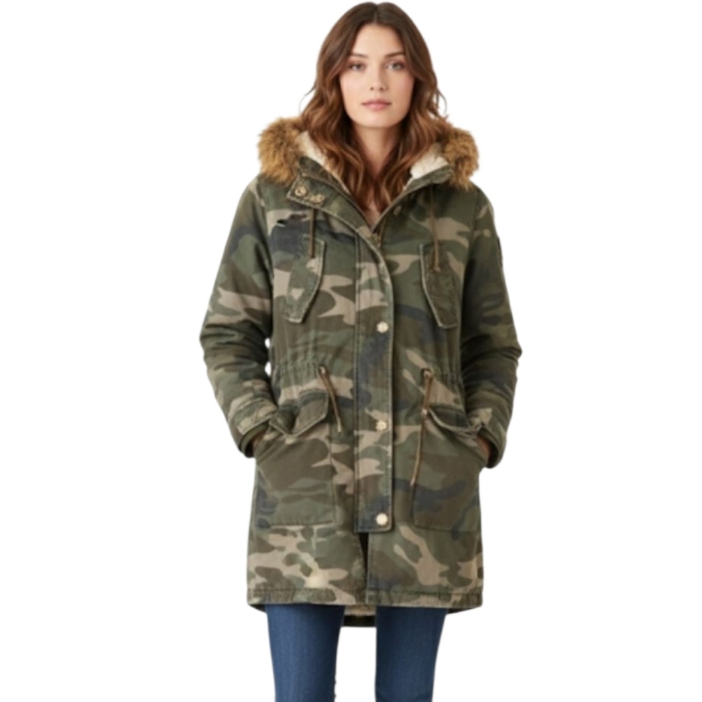 ABERCROMBIE AND FITCH Camo Hooded Parka Coat Size XS
